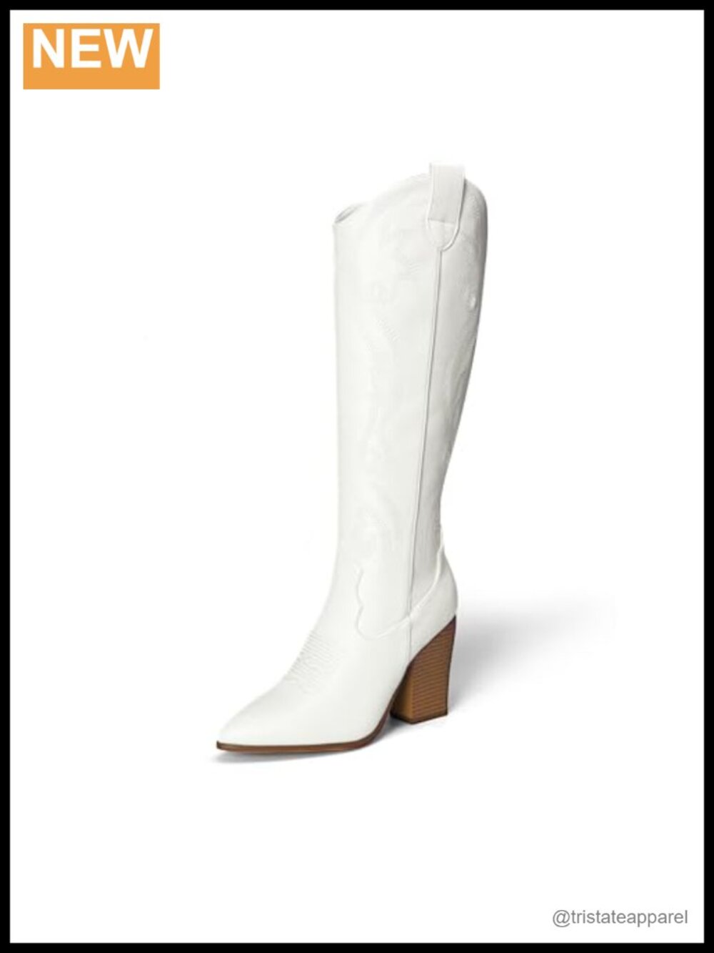 Women's Cowboy Knee High Boots, Pull On Zipper Chunky Heel Pointed Toe